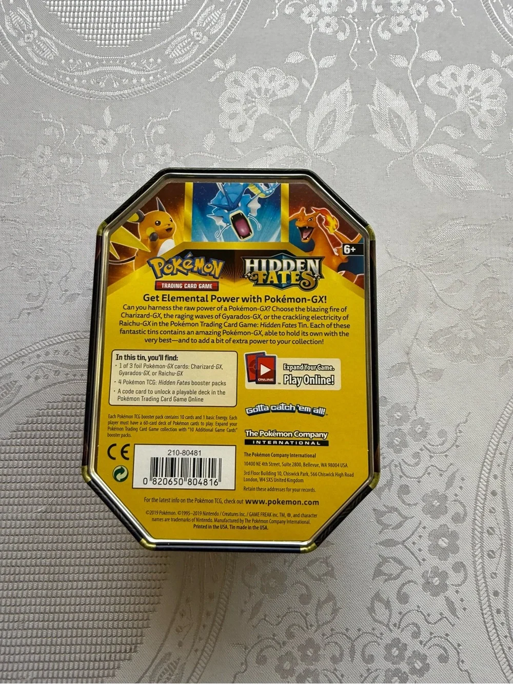 Pokémon Hidden Fates Trading Card Game Empty Tin Box with Gyarados Artwork Blue